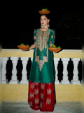 Hussain Rehar Luxury Pret Eid'23 Raw Silk Embellished Stitched 3-Piece Suit-Beryl