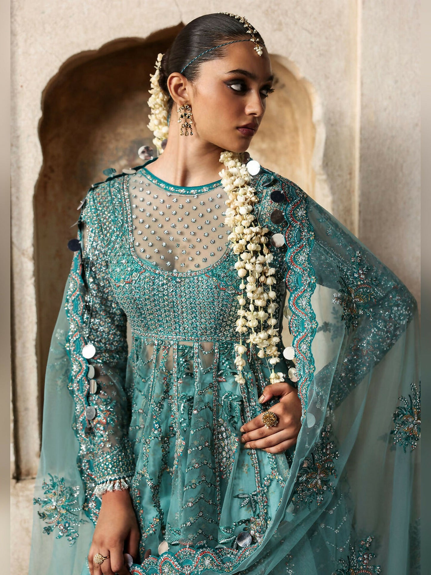 Hussain Rehar Massarat Festive Unstitched'25 Net 3-Piece Suit-Nagma