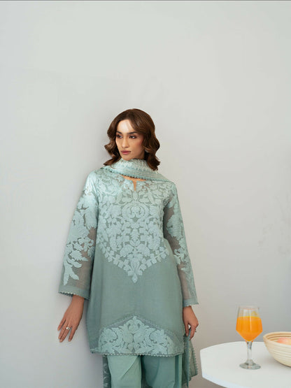 Mahnur Sera Pret'26 Net Embroidered Unstitched 3-Piece Suit-SP-03