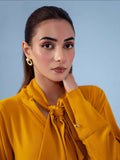 Hemstitch Georgette Stitched 2-Piece Suit-Honey Bee