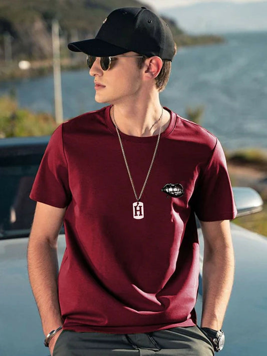 Maroon,Blue,White Jupiter Plain Vampire Graphic Tee-Shirt-14509