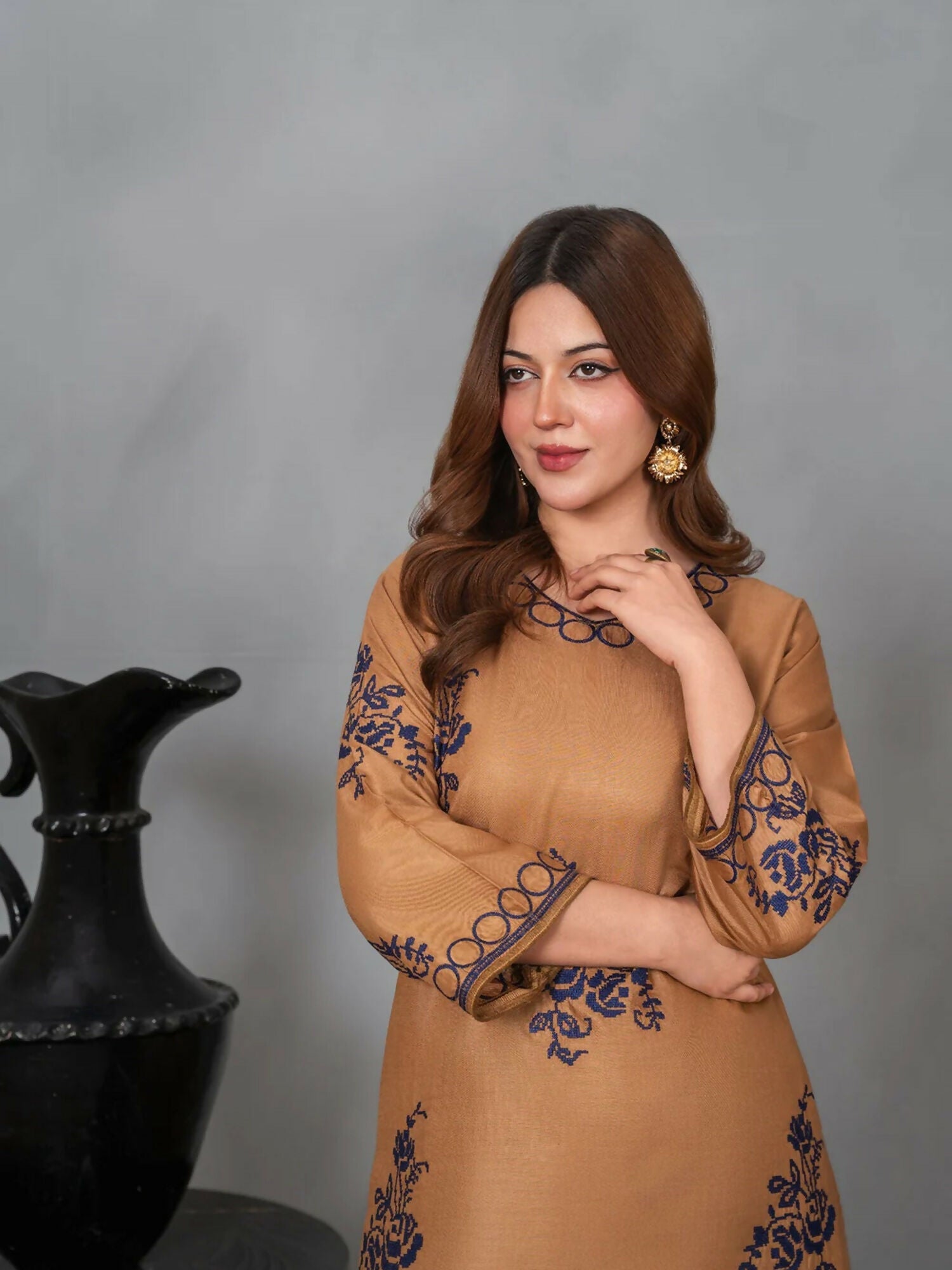 Stylish Collection Musk Linen Embroidered Stitched 2-Piece Suit-Arub
