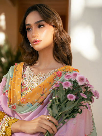 Binilyas Hazel Printed Embroidered Lawn Unstitched 3-Piece Suit-2072 - B