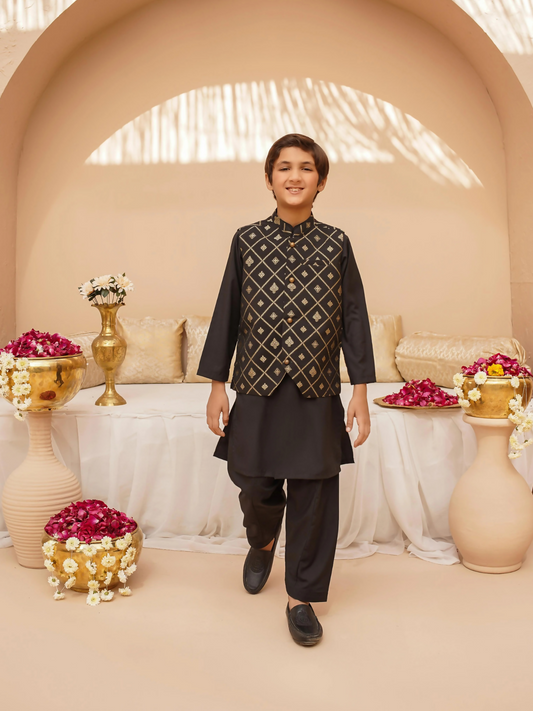 Kidoz Kloset Wash & Wear Kurta Pajama-Midnight Luxe-Boy