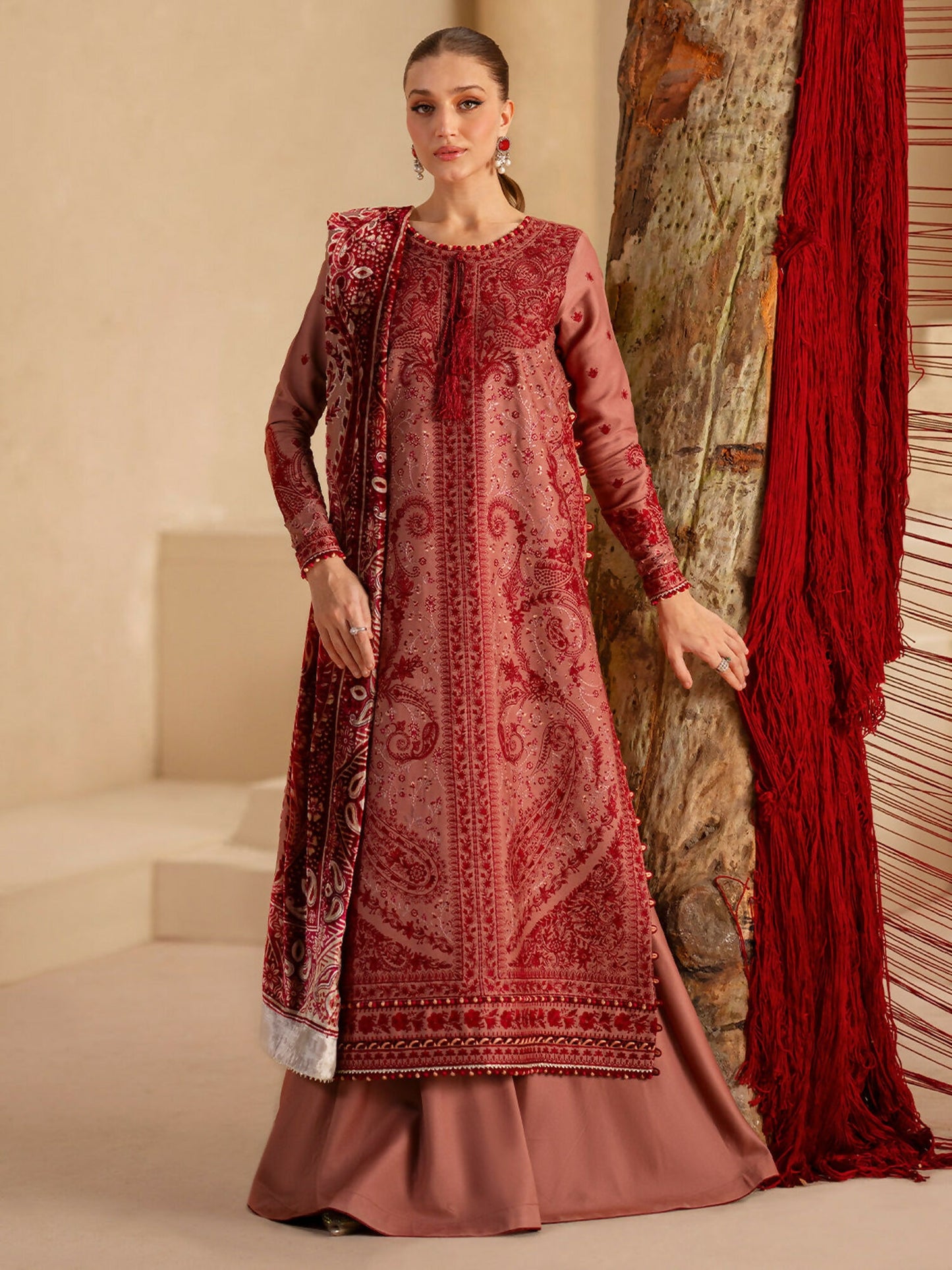 Binilyas Saqqara Kotrai Embroidered Stitched 3-Piece Suit-161-B