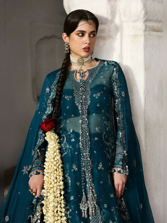 Hussain Rehar Massarat Festive Unstitched'25 Organza 3-Piece Suit-Zebunisa