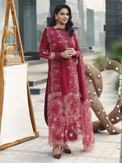 Parishay Monaco Luxury Lawn'26 Embroidered Unstitched 3-Piece Suit-MN-01