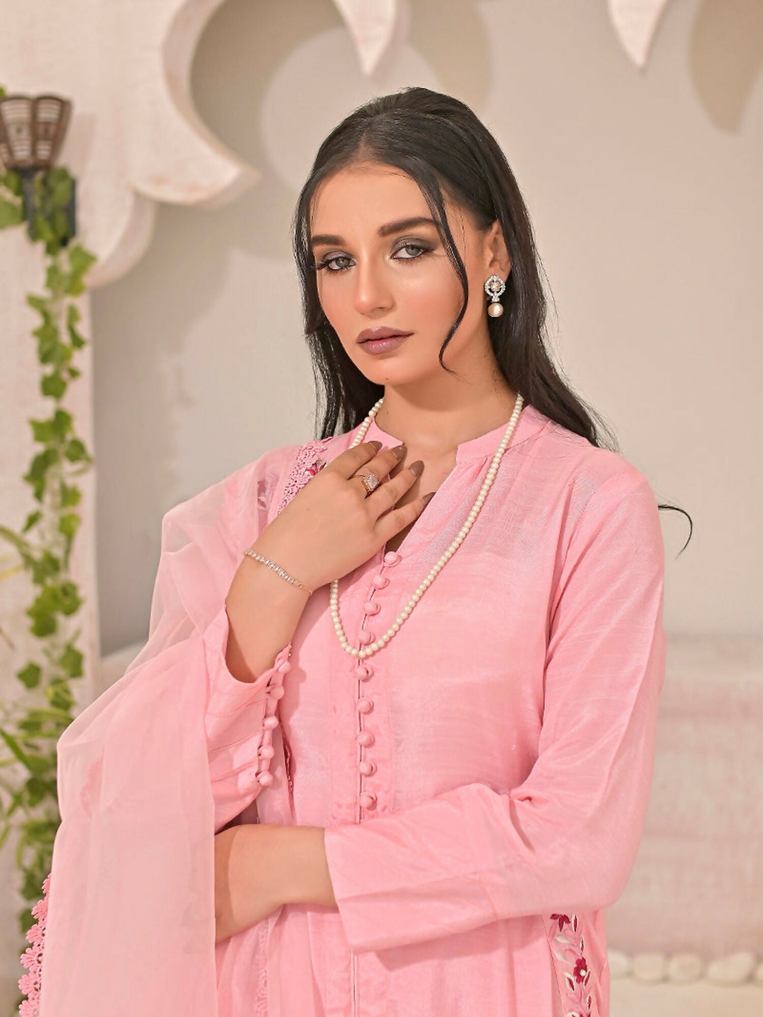 Ruby's Couture Panache Raw Silk Embroidered Stitched 3-Piece Suit-Ayzal