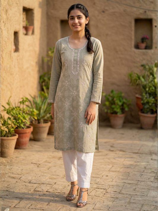 Green-Fehm Lawn Embroidered Unstitched Shirt