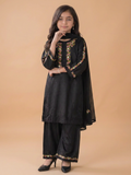 Black-Lumira Cotton Embroidered Stitched 3-Piece Suit-Zoe Black