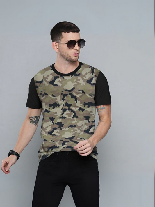 Black,Olive Funky's Printed Moisture Wicking Cool Max Combat Tee-Shirt-13688