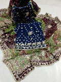 Musk Chunri Printed Hand-Embellished Gota Work Unstitched 2-Piece Suit-1B