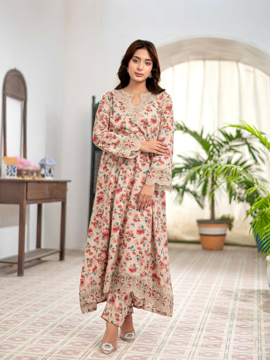 MAK Fashion Lawn Embroidered Stitched 2-Piece Suit-Rosy Dusk
