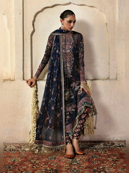 Hussain Rehar Massarat Festive Unstitched'25 Raw Silk 3-Piece Suit-Rabab