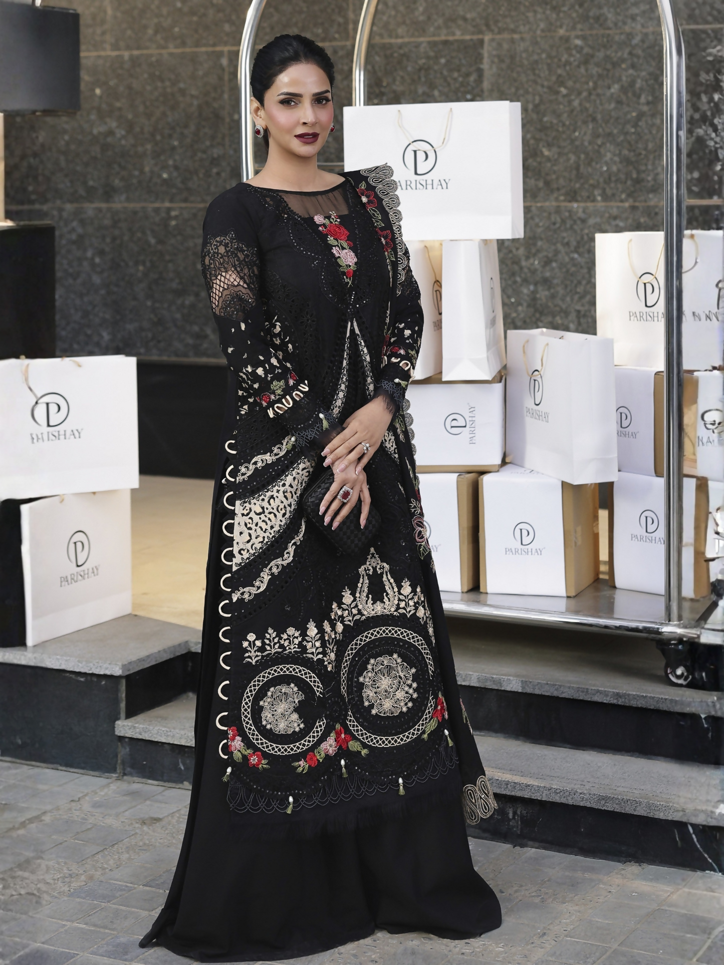 Parishay Monaco Luxury Lawn'26 Embroidered Unstitched 3-Piece Suit-MN-03