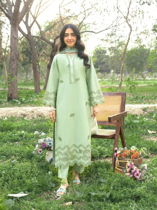 Panache Apparel Serenity Cotton Lawn Embroidered Stitched Suit-Eyelet