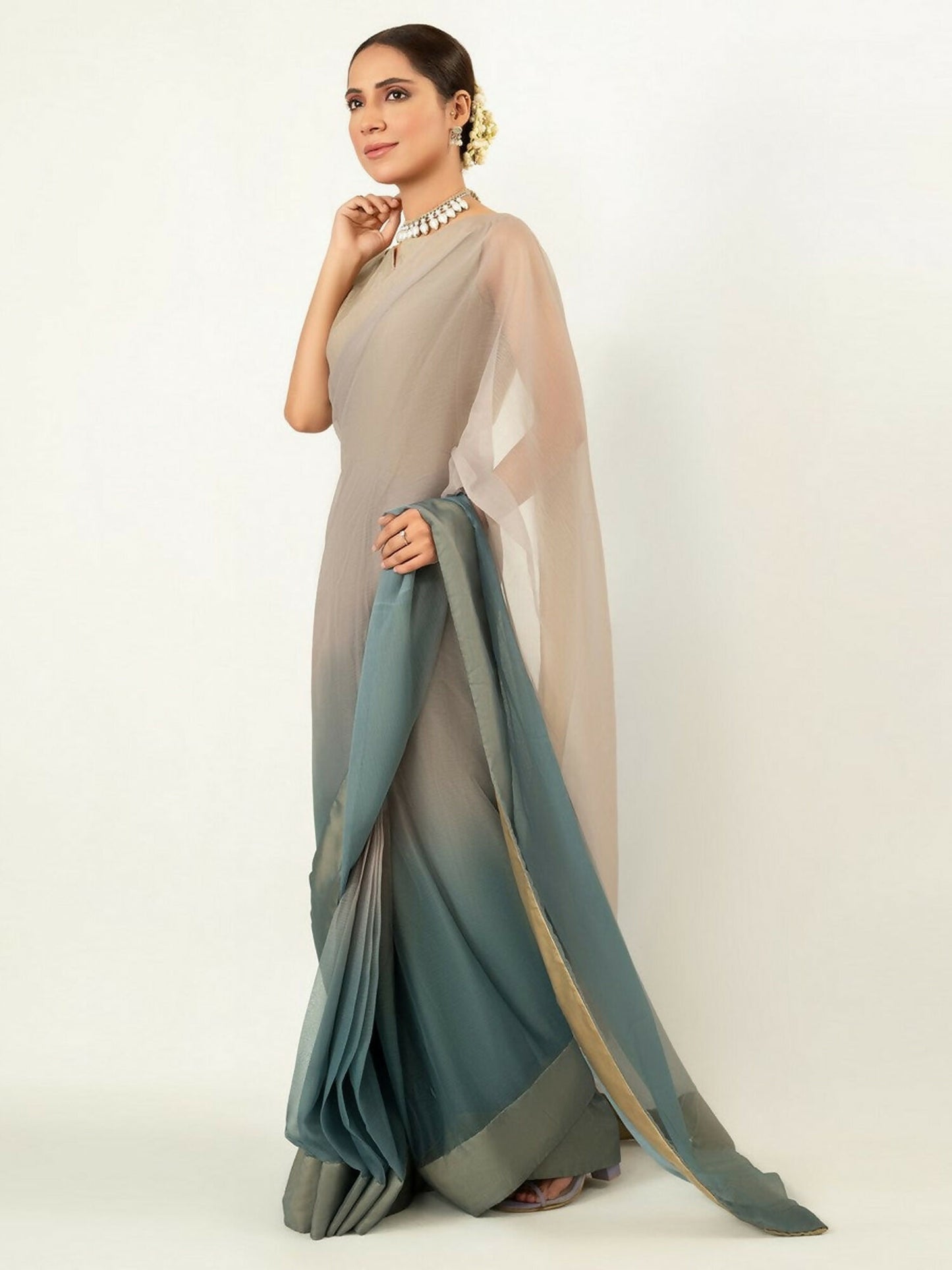 Imran Aftab Chiffon Printed Unstitched Saree-IASC 02