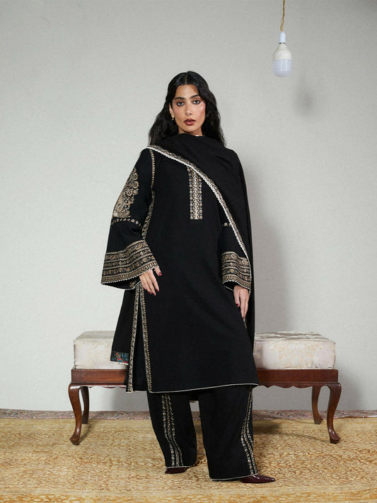 Jugnu by Hussain Rehar Karandi AW 25 - Edit III Embroidered Unstitched 3-Piece Suit-Tila