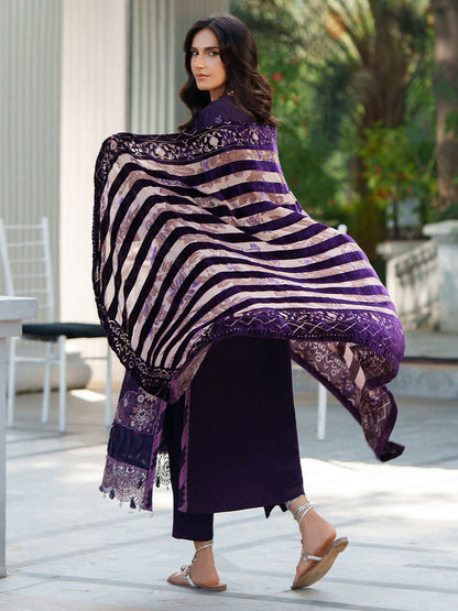 Parishay Panache Winter Corduroy Embroidered Unstitched 3-Piece Suit-PNE-06
