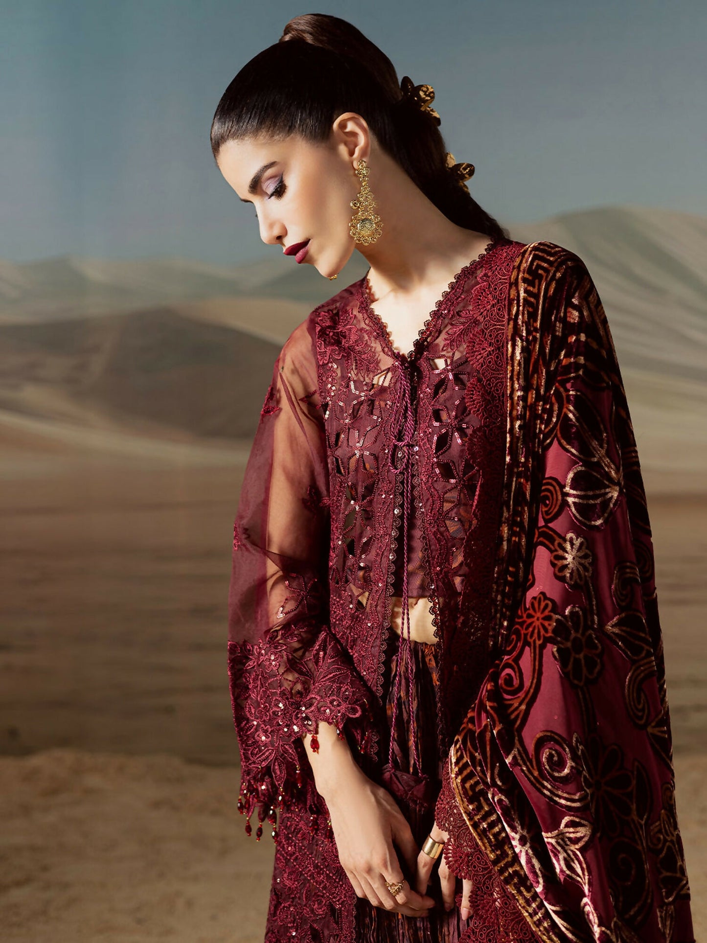 Mahnur Amelia Kotrai Embroidered Unstitched 3-Piece Suit-CK-007