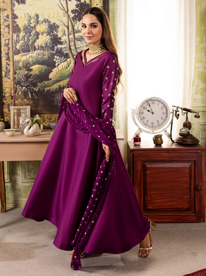 Allure By IH Raw Silk Embellished Stitched 3-Piece Suit-Anya