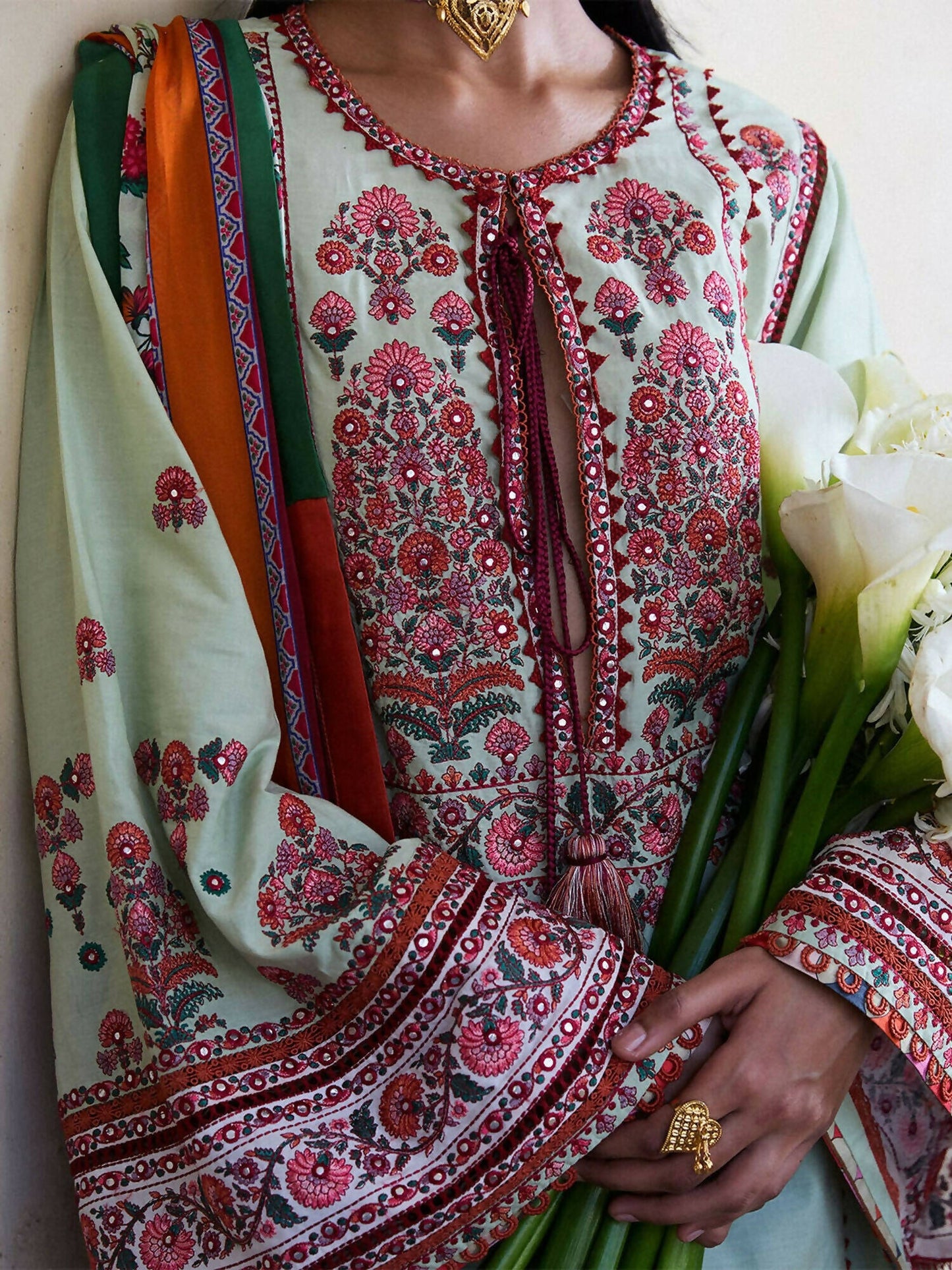 Jugnu By Hussain Rehar SS'25 Cotton Embroidered Unstitched 3-Piece Suit-Rupal