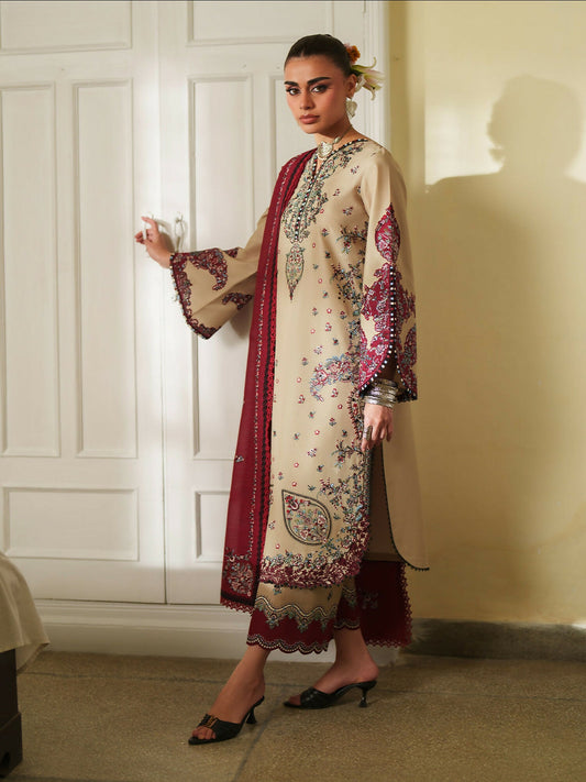 Binilyas Heritage Dore Summer'26 Lawn Embroidered Unstitched 3-Piece Suit-175-A