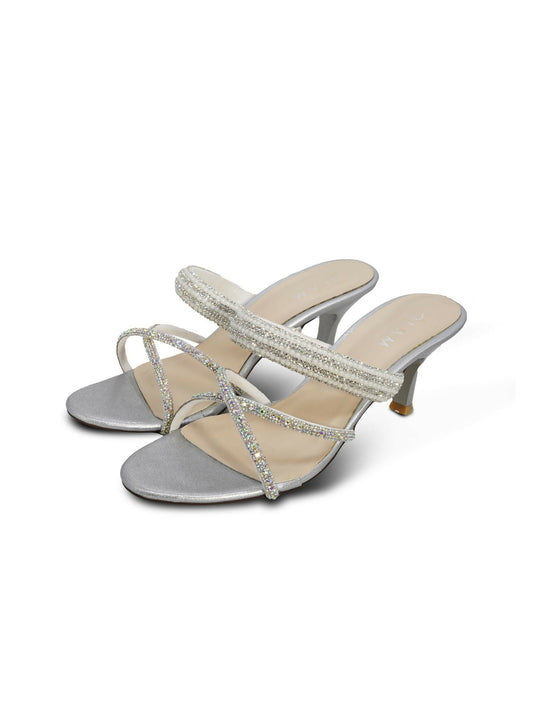 Silver Royale Leather Women’s Heels-781