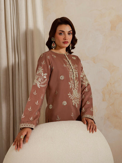 Allure By IH Luxury Pret Raw Silk Embellished Stitched 3-Piece Suit-Naghma