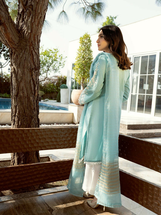 Panache Apparel Cotton Embroidered Stitched 2-Piece Suit-Pearly