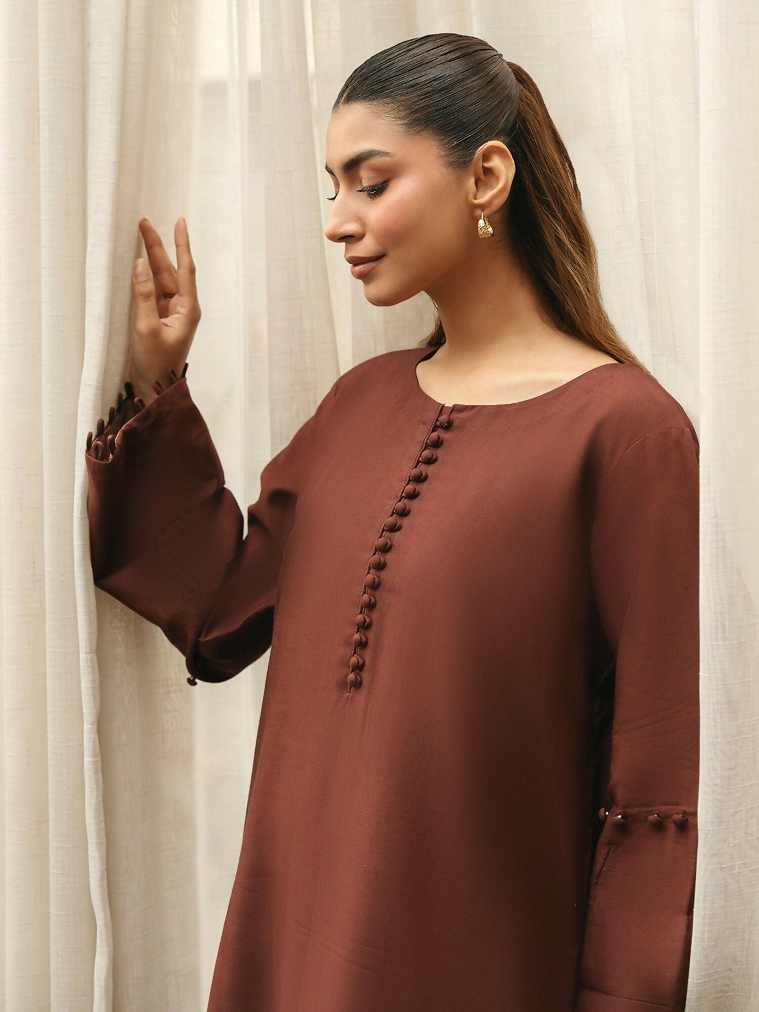 Mannat Clothing Suave Edit Raw Silk Co-Ord Set-Espresso