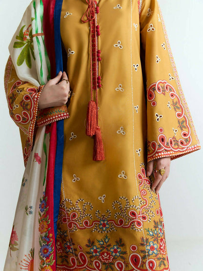 Jugnu by Hussain Rehar SS'25 Edit II Cotton Embroidered Unstitched 3-Piece Suit-TANIM