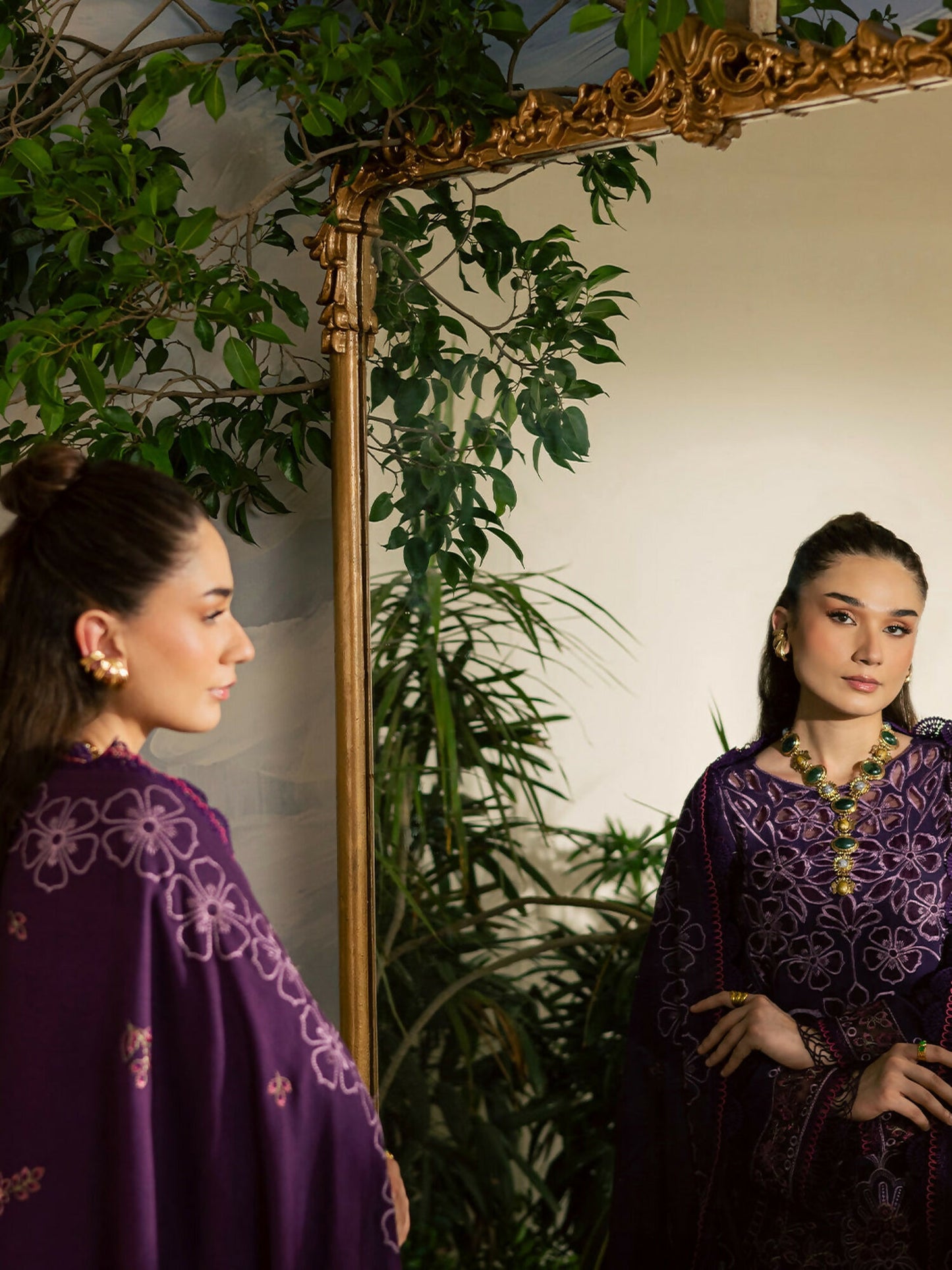 Mahnur Kaia Slub Linen Embroidered Stitched 3-Piece Suit-K- 01