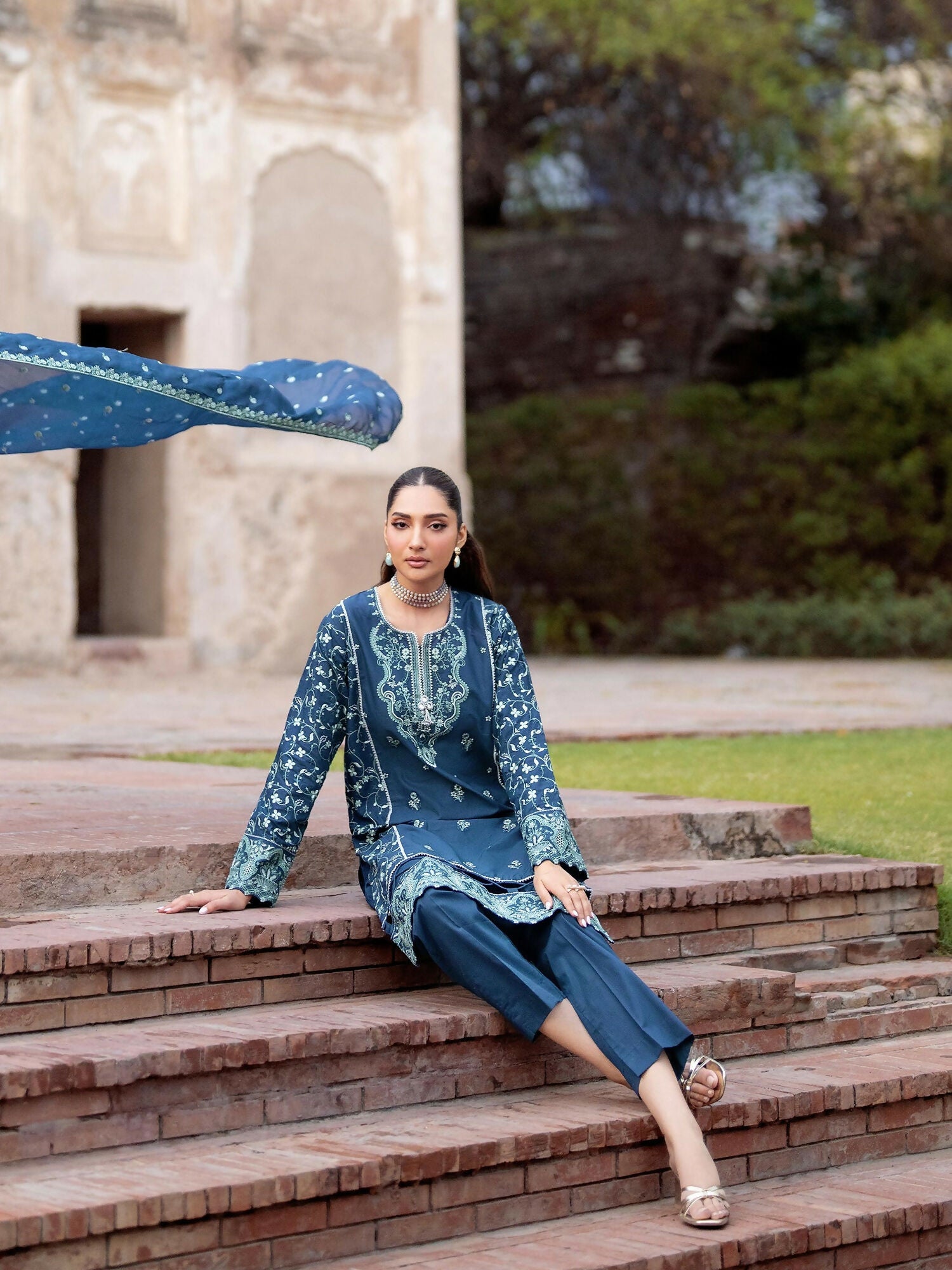 Panache Apparel Rang-e-Bahar Lawn Embroidered Stitched Suit-Gulzar