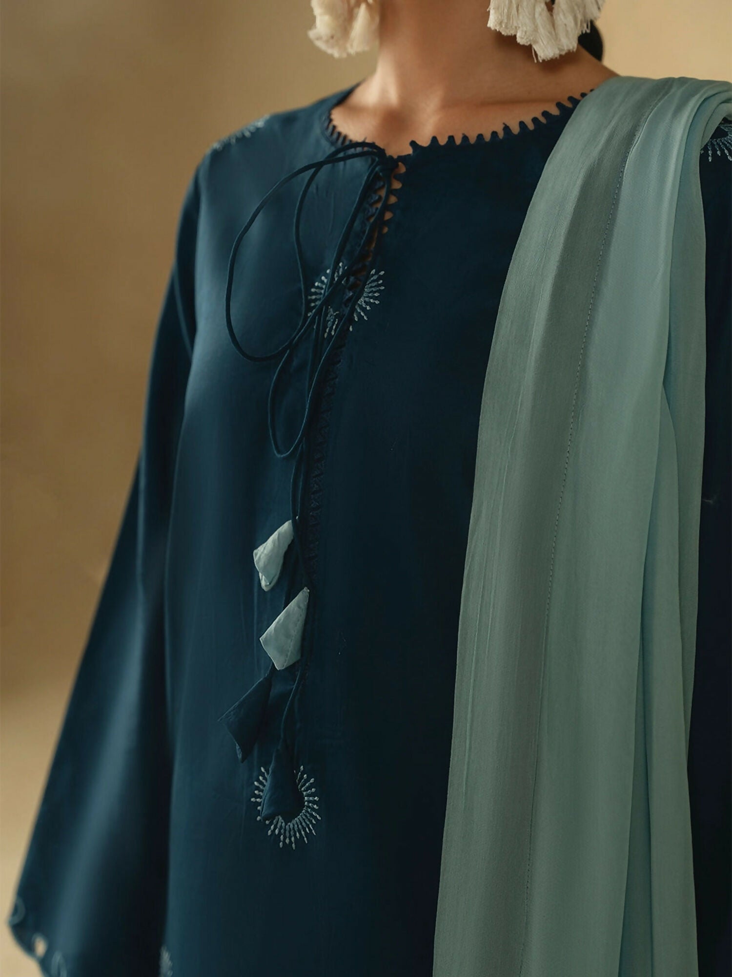 Mannat Clothing Boho Summer'26 Cotton Embroidered Stitched Suit-Sapphire