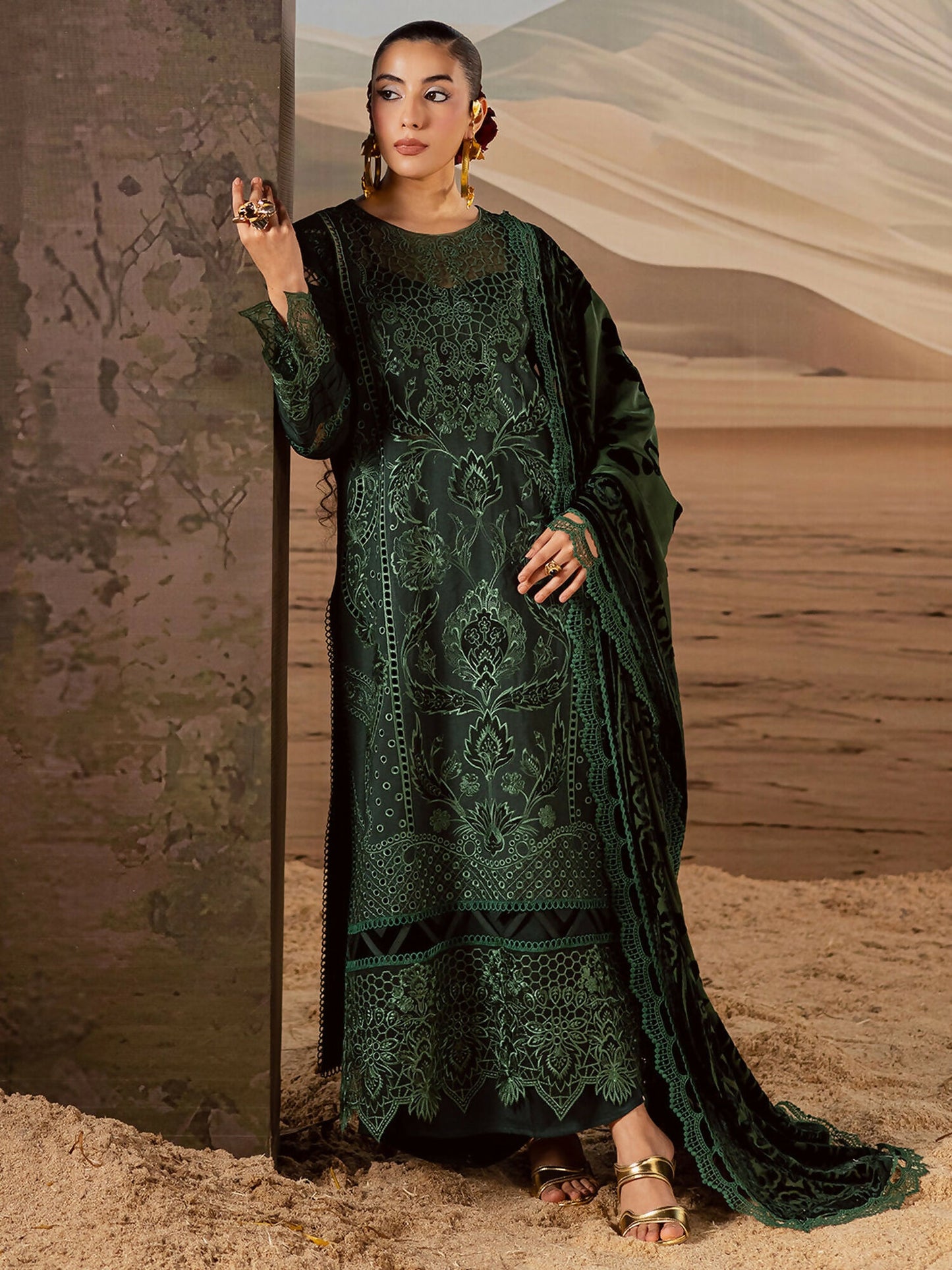 Mahnur Amelia Kotrai Embroidered Unstitched 3-Piece Suit-CK-009