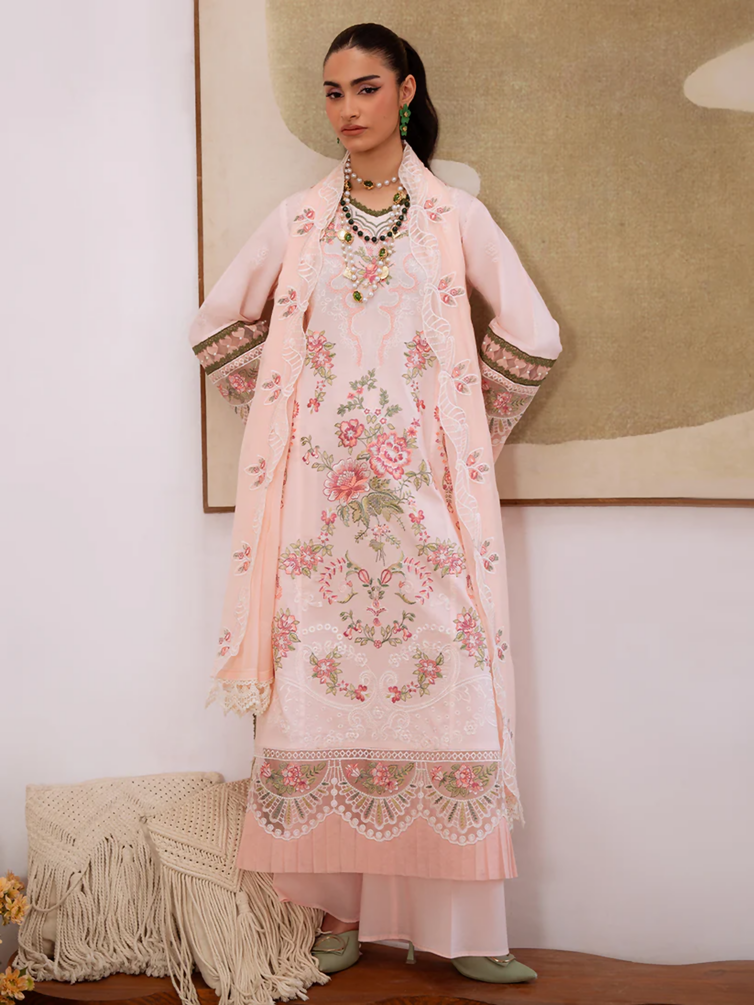 Mahnur Shanaya Lawn Embroidered Stitched 3-Piece Suit-SN-10
