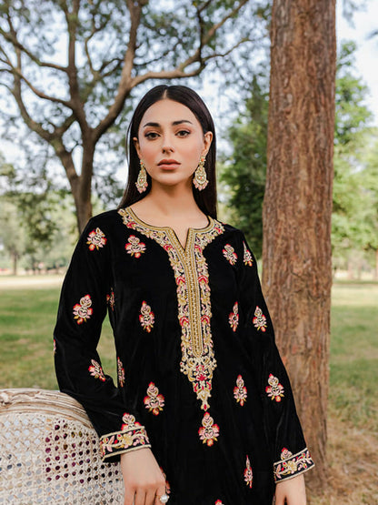 Panache Apparel Velvet Edit Micro Velvet 9000 Embroidered Stitched 3-Piece Suit-Jorah