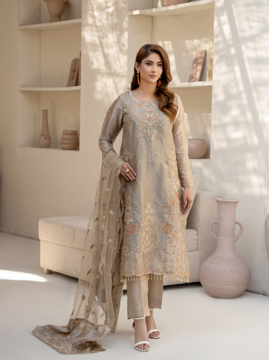 Noori Silk Embroidered Stitched 3-Piece Suit