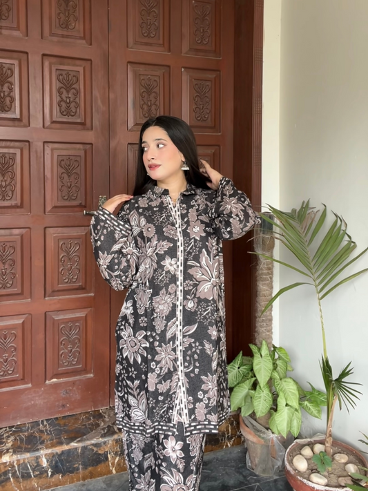 Bin Shaukat Khaddar Printed Stitched 2-Piece Suit