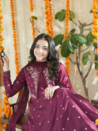 Panache Apparel Noore Eid Edit Sheesha Silk Embroidered Stitched Suit-Zeni