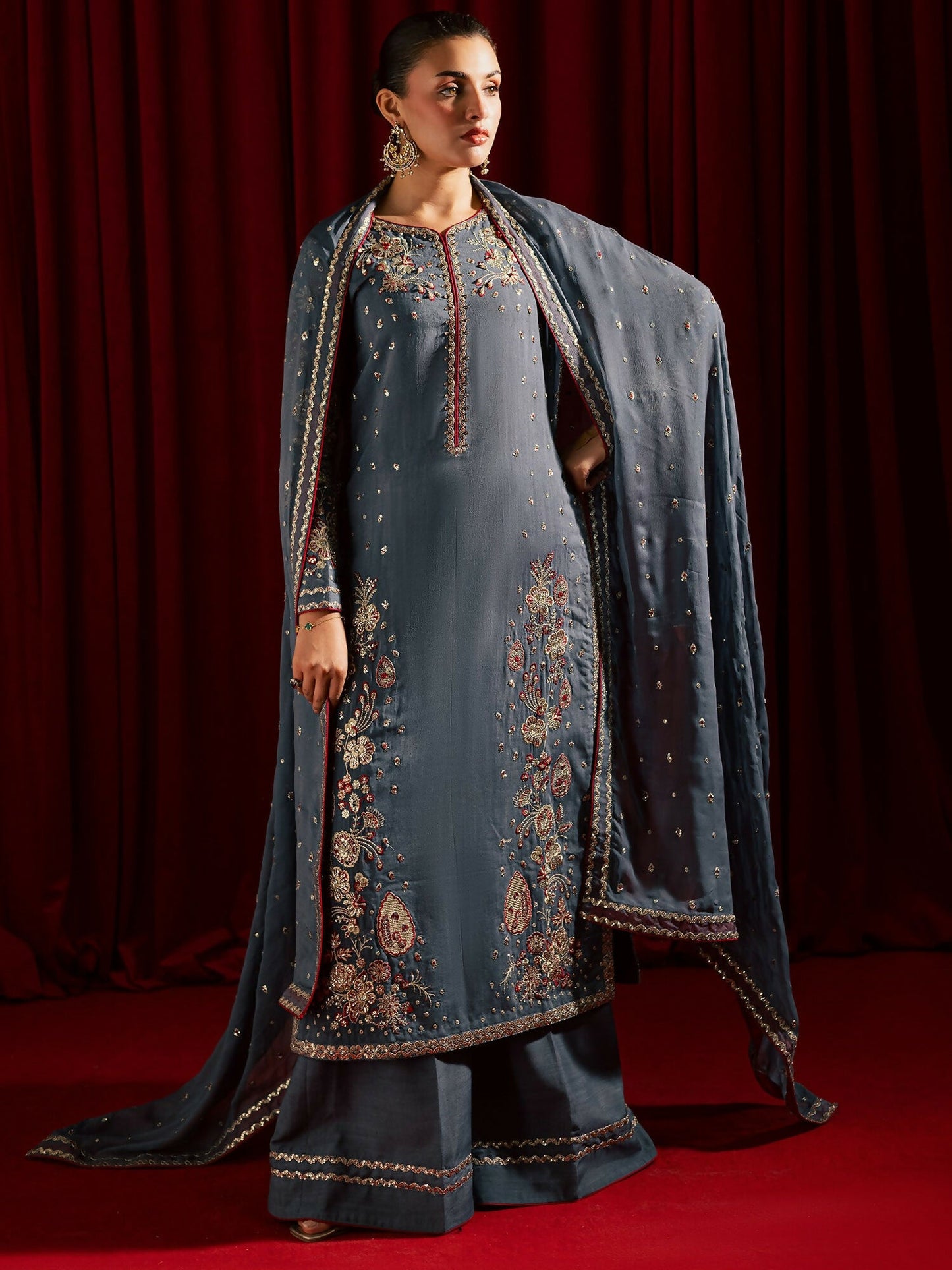 Allure By IH Luxury Pret Raw Silk Embellished Stitched 3-Piece Suit-Jhoomar