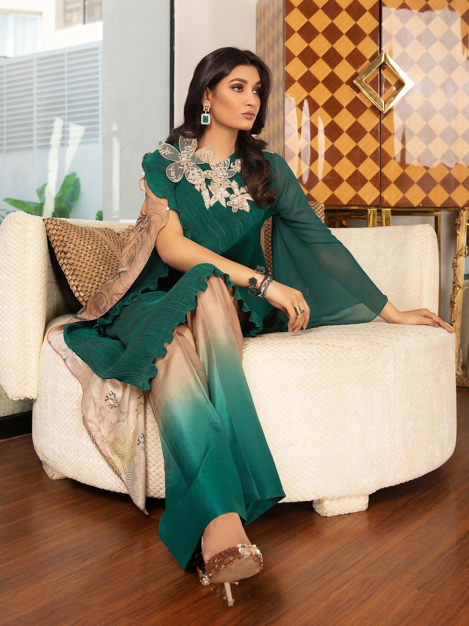 Shiza Hassan Sublime Luxury Pret Silk Embellished Stitched 2-Piece Suit-Zerya