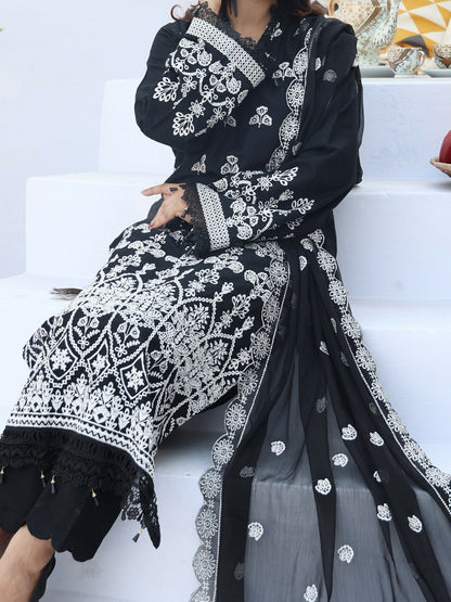 RB Pret & Couture Linen Embroidered Stitched 3-Piece Suit-04