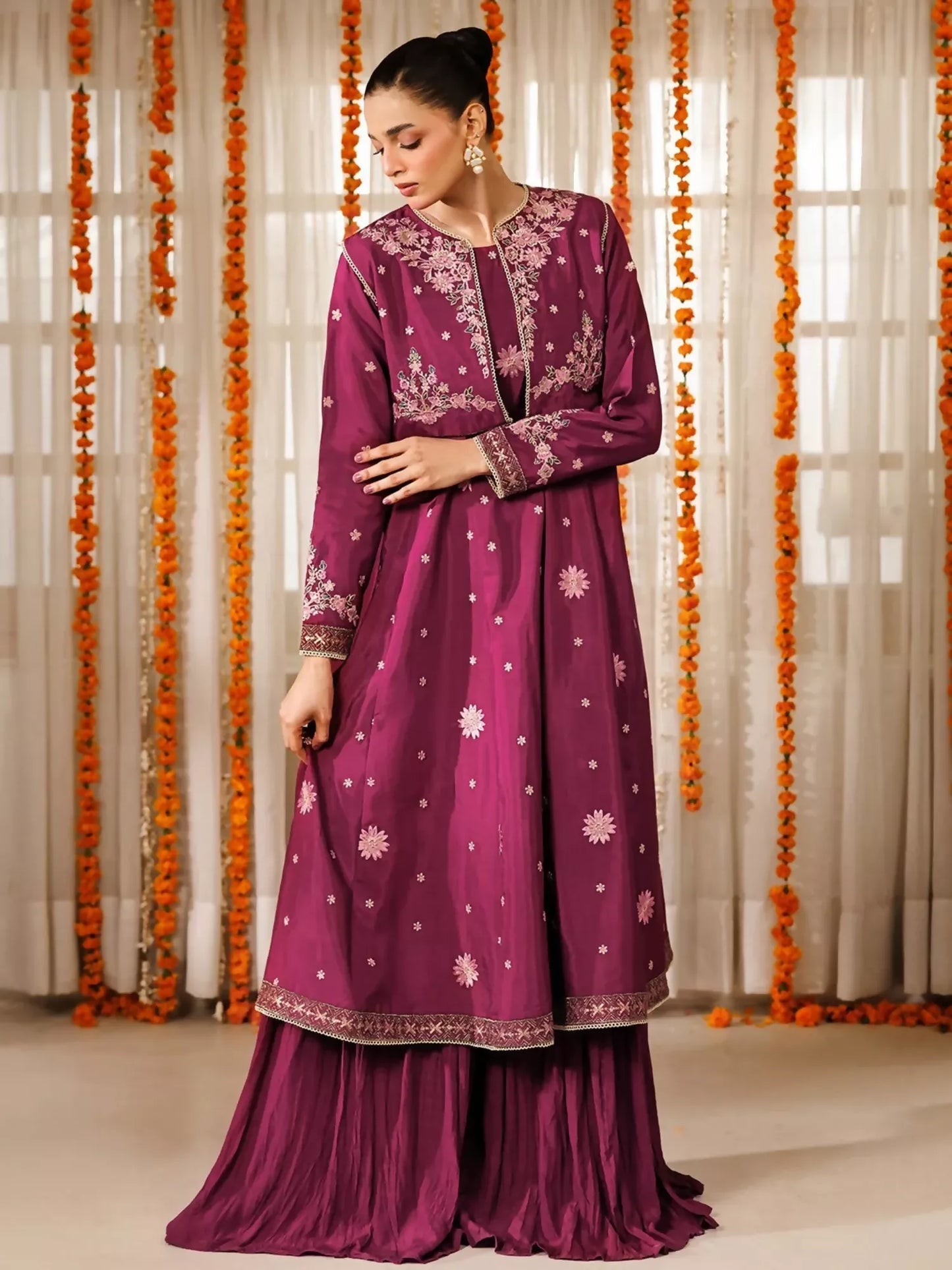 Panache Apparel Noore Eid Edit Raw Silk Embroidered Stitched Suit-Apsara
