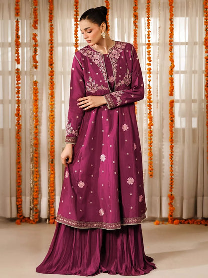 Panache Apparel Noore Eid Edit Raw Silk Embroidered Stitched Suit-Apsara