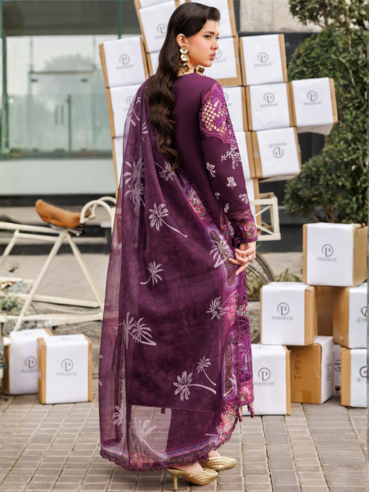 Parishay Monaco Luxury Lawn'26 Embroidered Unstitched 3-Piece Suit-MN-12