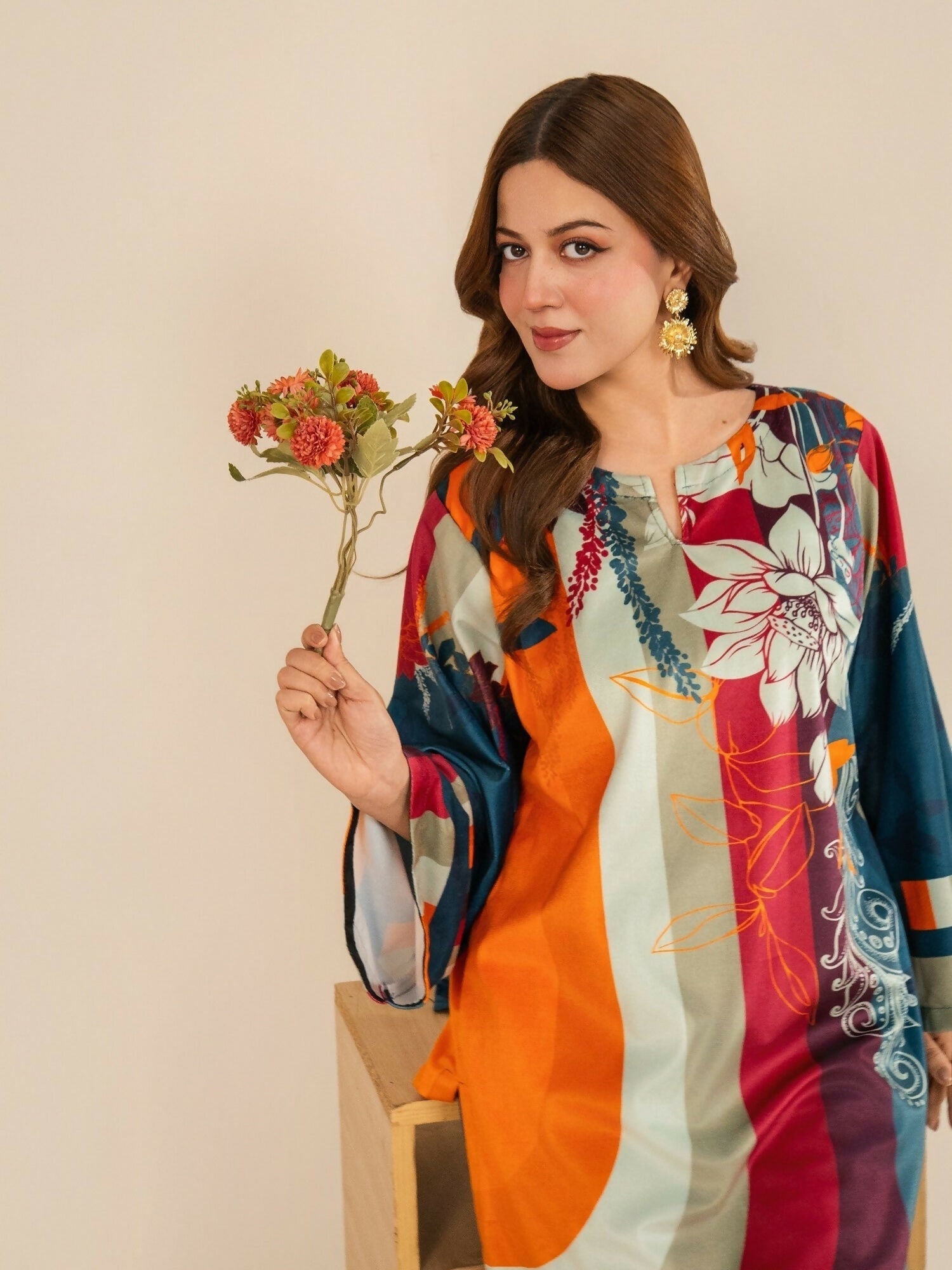 Stylish Collection Velvet Vogue Printed Co-Ord Set-Multi Melt