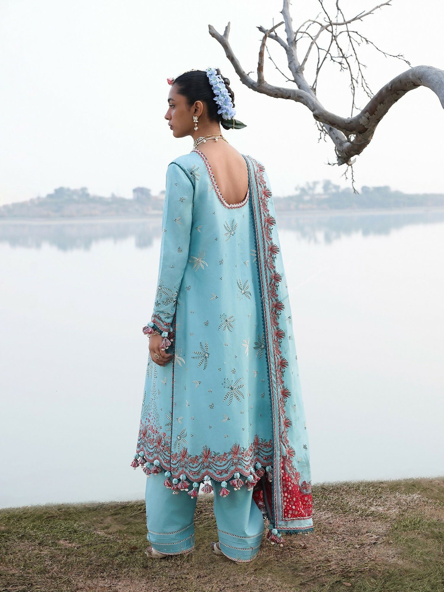 Hussain Rehar Luxury Lawn'26 Eid Edit Embroidered Unstitched 3-Piece Suit-Sepher