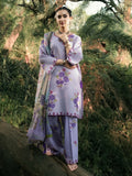 Hemstitch Lawn Embroidered Stitched 3-Piece Suit-Lavender